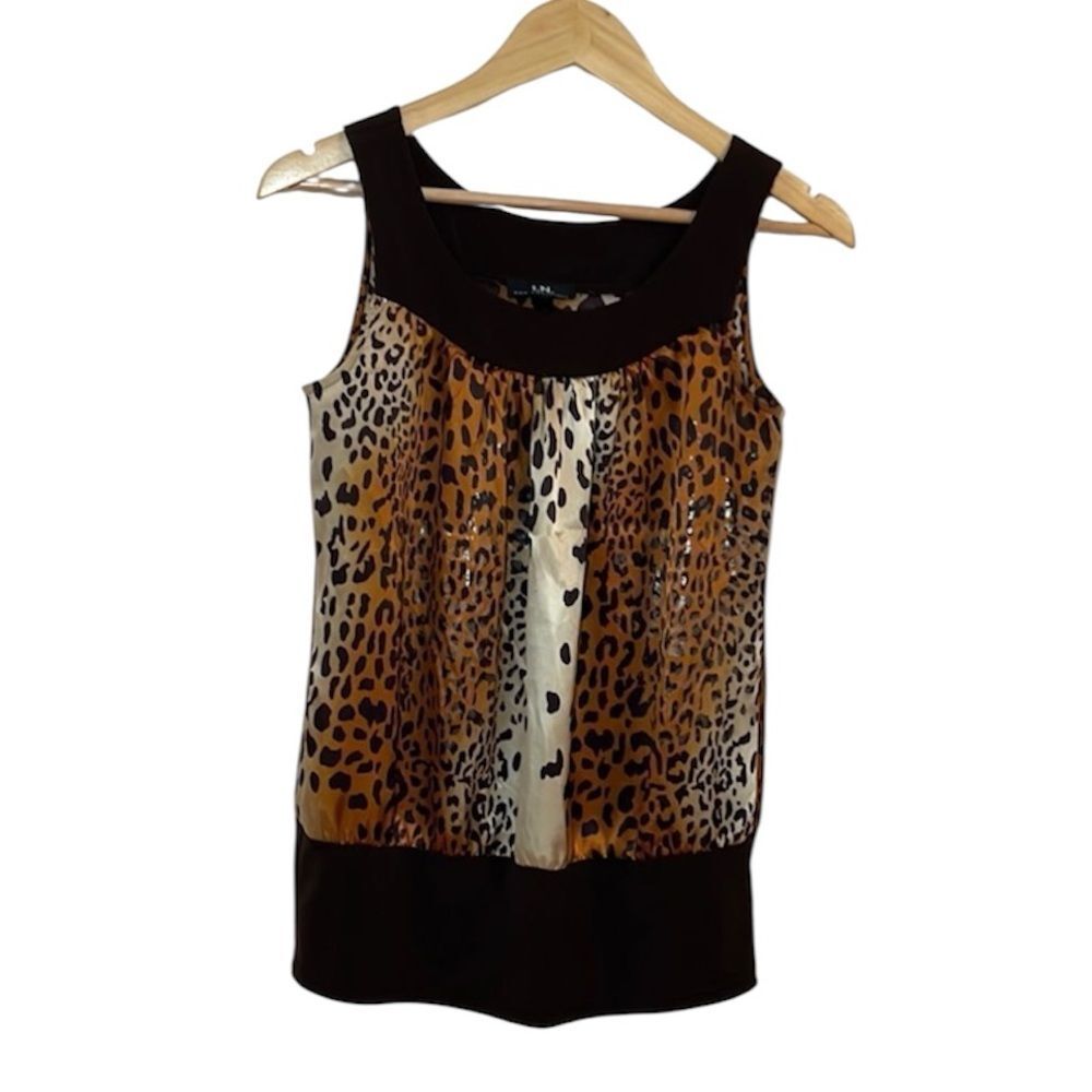 Y2k Leopard Print Top, Sleeveless, Sparkly, Small - image 1